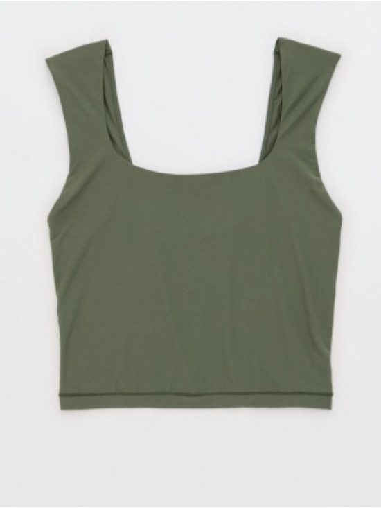 aerie Tops - aerie Smoothez Olive Square-Neck Crop Tank